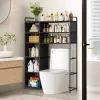 Multi-layer industrial-style metal storage rack, kitchen, living room and bathroom wall storage rack, black, simple and durable details Picture